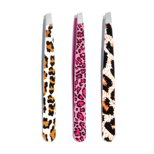 SATIN EDGE SPA TOOLS Animal Print Slant Tip Tweezer 1ct - SE-2115