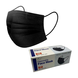 AMERICAN BLING 3 Layers Disposable Face Black Masks, 50 Count