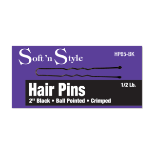 SOFT N STYLE Hair Pins Ball Pointed Crimped 2" 1/2 Lb Black - HP65-BK