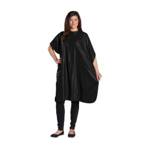 SCALPMASTER Vinyl Shampoo Cape, Velcro Closure - Black - 3003