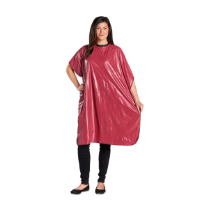 SCALPMASTER Vinyl Shampoo Cape, Velcro Closure - Burgundy - 3004
