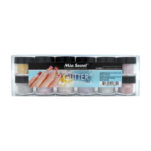 MIA SECRET Glitter Nail Art Acrylic Powder 12pcs, 1/4oz - PL400-G-MIX