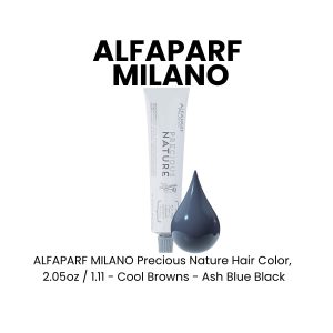 ALFAPARF MILANO Precious Nature Hair Color, 2.05oz - 1.11 - Cool Browns - Ash Blue Black