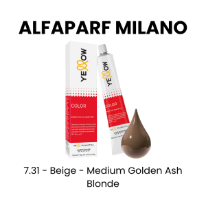 ALFAPARF MILANO Yellow Permanent Color, 3oz - 7.31 - Beige - Medium Golden Ash Blonde
