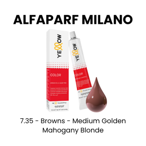 ALFAPARF MILANO Yellow Permanent Color, 3oz - 7.35 - Browns - Medium Golden Mahogany Blonde