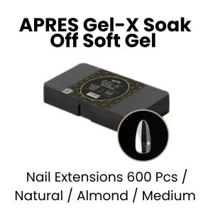 APRES Gel - X Soak Off Soft Gel Nail Extensions 600 Pcs - Natural -Almond - Medium