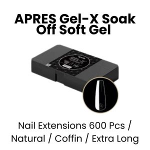 APRES Gel - X Soak Off Soft Gel Nail Extensions 600 Pcs - Natural -Coffin - Extra Long