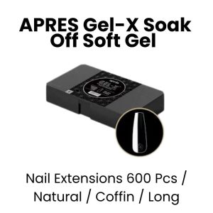 APRES Gel - X Soak Off Soft Gel Nail Extensions 600 Pcs - Natural -Coffin - Long