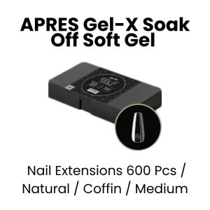 APRES Gel - X Soak Off Soft Gel Nail Extensions 600 Pcs - Natural -Coffin - Medium