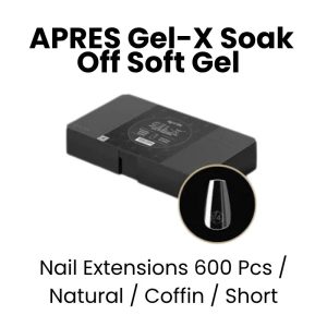APRES Gel - X Soak Off Soft Gel Nail Extensions 600 Pcs - Natural -Coffin - Short