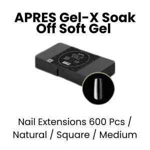 APRES Gel - X Soak Off Soft Gel Nail Extensions 600 Pcs - Natural -Square - Medium