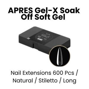 APRES Gel - X Soak Off Soft Gel Nail Extensions 600 Pcs - Natural -Stiletto - Long