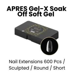 APRES Gel - X Soak Off Soft Gel Nail Extensions 600 Pcs - Sculpted -Round - Short