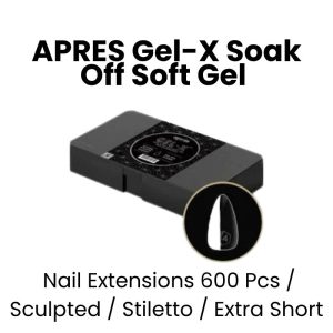 APRES Gel - X Soak Off Soft Gel Nail Extensions 600 Pcs - Sculpted -Stiletto - Extra Short