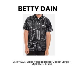 BETTY DAIN Black Vintage Barber Jacket Large - Style 897 - L - BLK