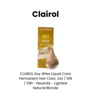 CLAIROL Soy 4Plex Liquid Color Permanent Hair Color, 2oz - 10N / 12B1 - Neutrals - Lihgtest Natural Blonde