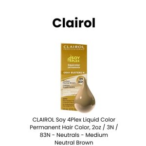 CLAIROL Soy 4Plex Liquid Color Permanent Hair Color, 2oz - 4N / 84N - Neutrals - Light Neutral Brown