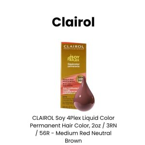 CLAIROL Soy 4Plex Permanent Cream Hair Color, 2oz - 3RN Medium Red Neutral Brown, 2 oz