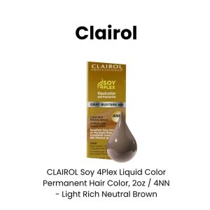 CLAIROL Soy 4Plex Liquid Color Permanent Hair Color, 2oz - 4NN - Light Rich Neutral Brown