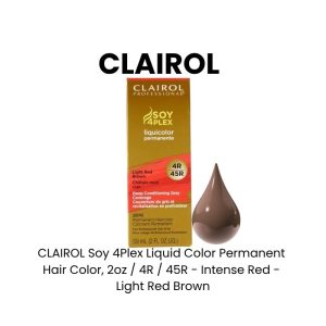 CLAIROL Soy 4Plex Liquid Color Permanent Hair Color, 2oz - 4R / 45R - Intense Red - Light Red Brown