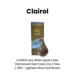 CLAIROL Soy 4Plex Liquid Color Permanent Hair Color, 2oz - 5AA / 36D - Lightest Ultra Cool Brown