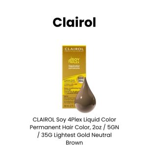 CLAIROL Soy 4Plex Permanent Cream Hair Color, 2oz - 5GN Lightest Gold Neutral Brown, 2 oz