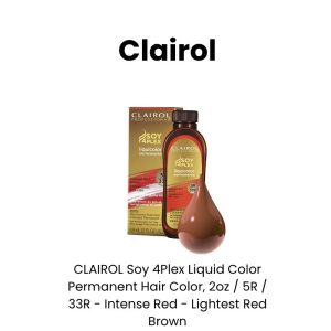 CLAIROL Soy 4Plex Liquid Color Permanent Hair Color, 2oz - 5R / 33R - Intense Red - Lightest Red Brown