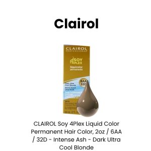 CLAIROL Soy 4Plex Permanent Cream Hair Color, 2oz - 6AA Dark Ultra Cool Blonde, 2 oz