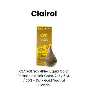 CLAIROL Soy 4Plex Liquid Color Permanent Hair Color, 2oz - 6G / 74G - Gold - Dark Golden Blonde