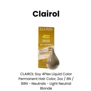 CLAIROL Soy 4Plex Liquid Color Permanent Hair Color, 2oz - 8N / 88N - Neutrals - Light Neutral Blonde