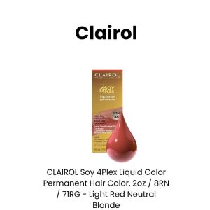 CLAIROL Soy 4Plex Liquid Color Permanent Hair Color, 2oz - 8GN / 27G - Light Gold Neutral Blonde