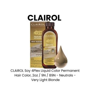 CLAIROL Soy 4Plex Liquid Color Permanent Hair Color, 2oz - 9N / 89N - Neutrals - Very Light Blonde