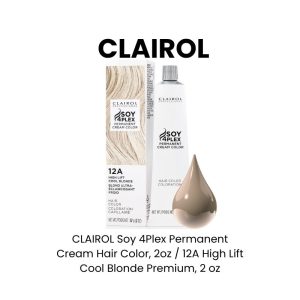 CLAIROL Soy 4Plex Permanent Cream Hair Color, 2oz - 8A Light Cool Blonde Premium, 2 oz
