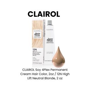 CLAIROL Soy 4Plex Permanent Cream Hair Color, 2oz - 12G High Lift Golden Blonde, 2 oz