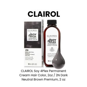CLAIROL Soy 4Plex Permanent Cream Hair Color, 2oz - 2N Dark Neutral Brown Premium, 2 oz