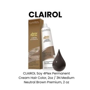CLAIROL Soy 4Plex Permanent Cream Hair Color, 2oz - 3N Medium Neutral Brown Premium, 2 oz