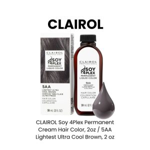 CLAIROL Soy 4Plex Permanent Cream Hair Color, 2oz - 5AA Lightest Ultra Cool Brown, 2 oz