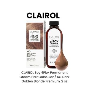 CLAIROL Soy 4Plex Permanent Cream Hair Color, 2oz - 6G Dark Golden Blonde Premium, 2 oz