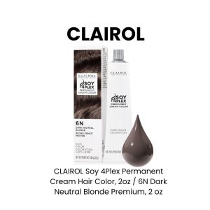 CLAIROL Soy 4Plex Permanent Cream Hair Color, 2oz - 6N Dark Neutral Blonde Premium, 2 oz