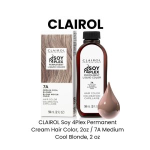 CLAIROL Soy 4Plex Permanent Cream Hair Color, 2oz - 7A Medium Cool Blonde, 2 oz