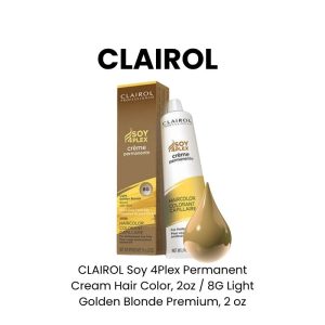 CLAIROL Soy 4Plex Permanent Cream Hair Color, 2oz - 8G Light Golden Blonde Premium, 2 oz