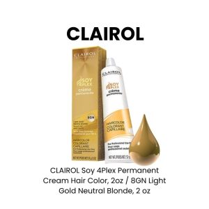 CLAIROL Soy 4Plex Permanent Cream Hair Color, 2oz - 8GN Light Gold Neutral Blonde, 2 oz