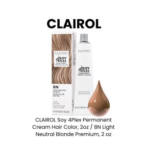 CLAIROL Soy 4Plex Permanent Cream Hair Color, 2oz - 8NN Light Rich Neutral Blonde, 2 oz