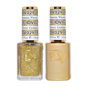 DAISY DND DIVA DUO Gel Mirrorball Collection Swatch Single 1 - Goldden Treasure Waves - 029