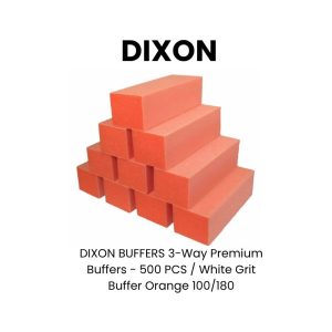 DIXON BUFFERS 3 - Way Premium Buffers - 500 PCS - White Grit Buffer Orange 100/180