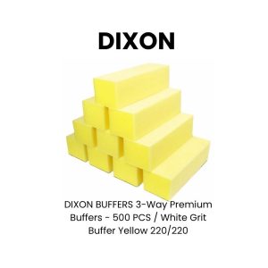 DIXON BUFFERS 3 - Way Premium Buffers - 500 PCS - White Grit Buffer Yellow 220/220