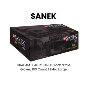 GRAHAM BEAUTY SANEK Black Nitrile Gloves, 100 Count - Extra Large
