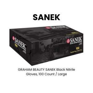 GRAHAM BEAUTY SANEK Black Nitrile Gloves, 100 Count - Large