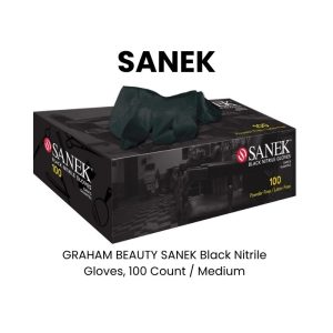 GRAHAM BEAUTY SANEK Black Nitrile Gloves, 100 Count - Medium