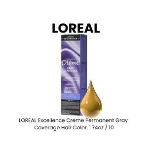 LOREAL Excellence Creme Permanent Gray Coverage Hair Color, 1.74oz - 10